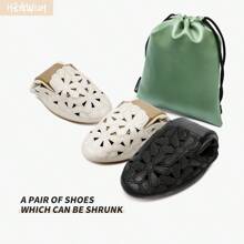 Women's Floral Ballet Flats For Women Black Beige Slip On Flowers PU Leather Round Toe Dress Shoes