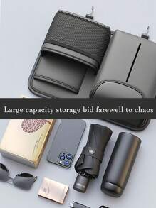 1pc Car Seat Back Organizer, Multi-Functional Car Backseat Hanging Storage Bag, Tissue Box Holder