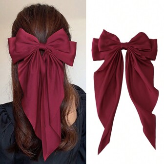1pc European & American Style Girl's Bow Ribbon Hair Clip With Tassels In Chinese Style, Perfect For Daily Life Or Vacation