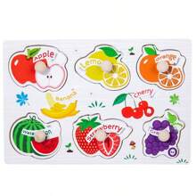 Tablero de agarre de clavijas de madera Montessori para niños, rompecabezas 3D, juguete de bloques de construcción de inteligencia de educación temprana de madera, regalo para niños - Multicolor - Ver 12