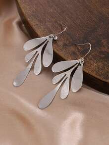 1pc Vintage Punk Style Baroque Pearl Pendant Long Drop Earring With Metal Chains, Perfect Daily Wear And Birthday Gift For Women - Gold - View 13