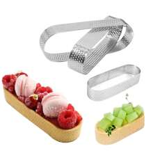 Tròn Đục lỗ Vòng bánh Mousse Với Lỗ , 0.8mm , Đối với Tiếng Pháp Bánh & Cheese , Khuôn nướng , Thép không gỉ 430 - Bạc - Xem 10