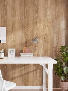 1 件装复古浅棕色橡木木纹图案 DIY 防水、防污、易清洁家居装饰自粘墙纸贴纸适用于厨房橱柜、书桌和椅子、房间背景翻新、翻新贴纸撕掉墙板、墙纸、壁纸、春季装饰物品让您的家焕然一新、拉玛装饰贴纸 - 淺咖色 - 查看 5