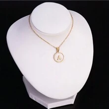 1pc 18k Gold Plated Titanium Steel Necklace With Seashell Pendant, A To Z Alphabets Personalized Necklace Best Gift For Daughter And Suitable For Women - Gold - View 5