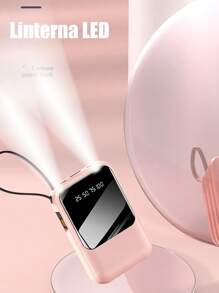 Mini Banco de energía 20000mah carga rápida incorporada con pantalla digital de 4 cables Banco de energía externo portátil - Beis - Ver 7