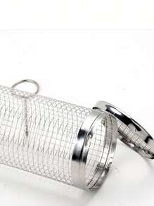 1pc Stainless Steel Portable Barbecue Barrel With Rolling Cooking Basket/Grill Rack/Barbecue Net For Outdoor Use - Silver - View 11