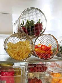1pc Stainless Steel Portable Barbecue Barrel With Rolling Cooking Basket/Grill Rack/Barbecue Net For Outdoor Use - Silver - View 3