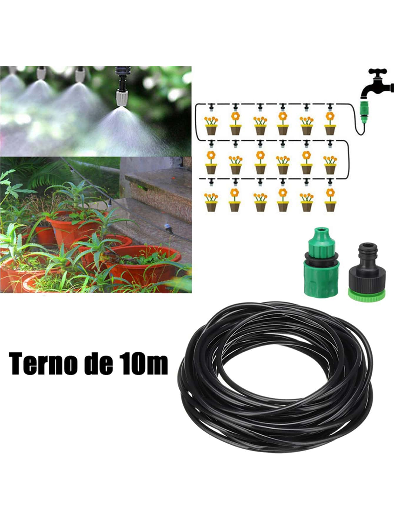 Sistema de irrigação automática de resfriamento por névoa Sistema de irrigação por gotejamento Kit de mangueira de irrigação automática para plantas de jardim