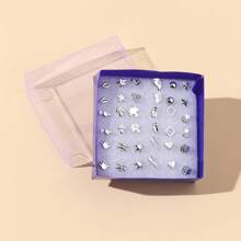 18pairs/Set Random Mini Plastic Ear Studs Set - Gold - View 7