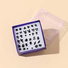 18pairs/Set Random Mini Plastic Ear Studs Set - Gold - View 6