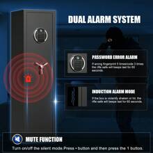 Kavey Biometic Fingerprint Gun Safe Cabinet, Safe For Rifles And Shotguns Quick Access 3-5 Gun Cabinet With Fingerprint Lock And Pistol Lock Box, Backlit Keypad