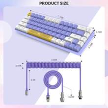 YINDIAO T8 Tastiera da gioco al 60%, 68 tasti, compatta, cablata, mini tastiera meccanica con retroilluminazione RGB a 18 cromature, interruttore blu/interruttore rosso/interruttore marrone, cavo tastiera a spirale USB-C, per PC/PS4 - Bianco Viola – Interruttore Blu - Visualizzare 8