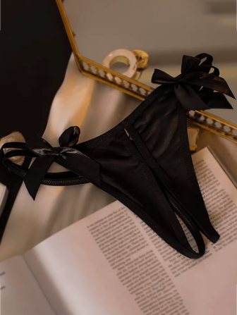 1pc Women Sexy Bow-Knot Crotchless Low Waist G-String Panty