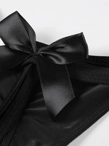 1 件女士性感蝴蝶结开裆低腰丁字裤，适合外出穿着