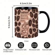 1pc Make Me Happy, Bring Me Coffee Ceramic Mug - 11oz Coffee Bean Printed Mug, Perfect Gift For Coffee Lovers In Summer - Brown - View 5