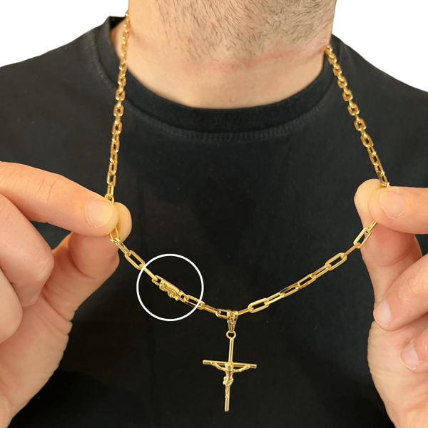 Corrente Masculina Tijolinho 4mm 70 Cm Banhado A Ouro 18k