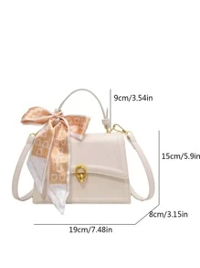 Bolso cuadrado liviano con decoración de moño, estilo informal de negocios, ideal para adolescentes, mujeres, estudiantes universitarios, principiantes y trabajadores de cuello blanco, perfecto para la oficina, la universidad, el trabajo, los negocios, los viajes, las salidas, el bolso de mujer de negocios informal perfecto para la oficina, los negocios y el trabajo, San Valentín, bolso de mujer con lazo de moda
