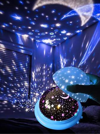 1pc Dreamy Starry Sky Projection Lamp Led Romantic Star Projector With Stars And Moon For Festivals And Christmas Gift