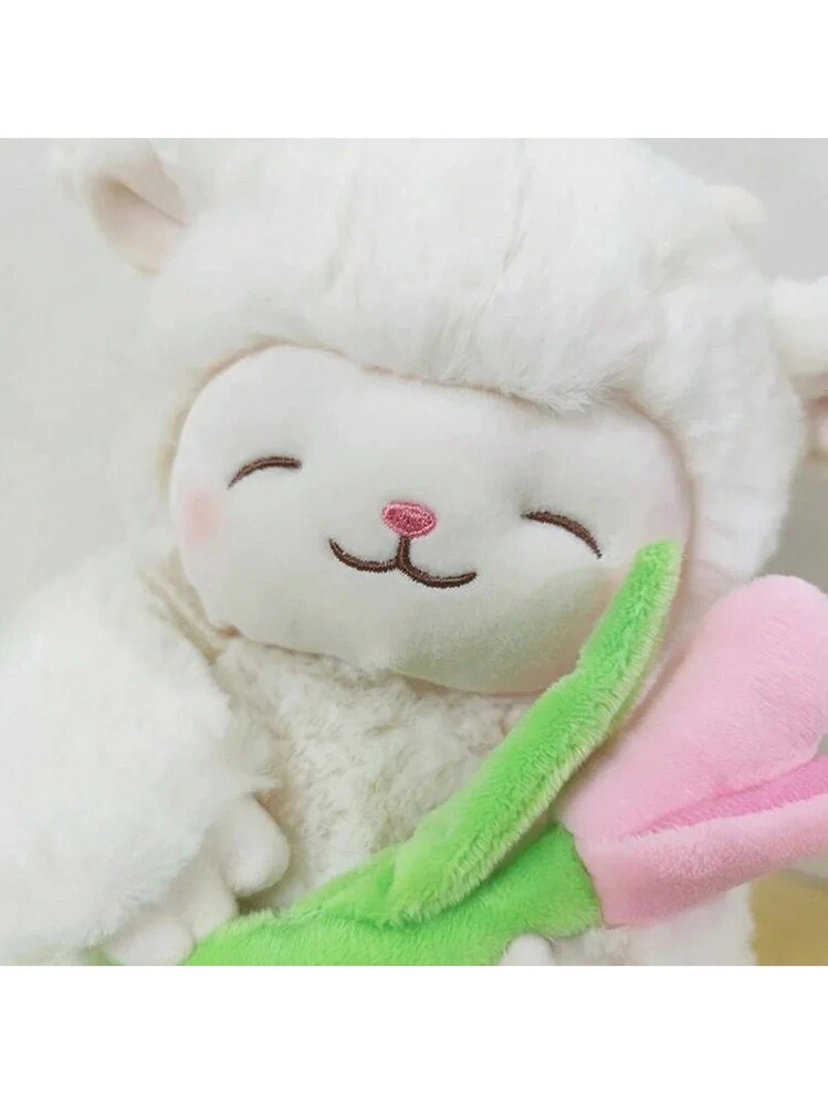 Little Lamb With Tulip Stuffed Kawaii Sheep Lamb With Flower 27 Cm