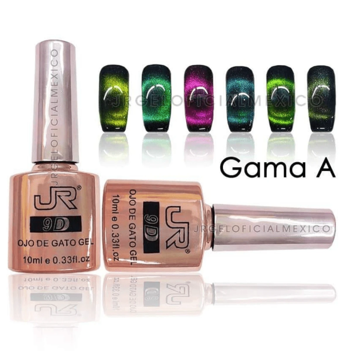 Gel Semipermanente Ojo de Gato 9D JR de 6pcs 10ml Esmalte de Uñas Gama (necesita iman) - Verde Lima - Ver 1