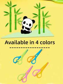 Office Safety Scissors, Hand Paper Cutting Scissors, Anti-Pinch Elastic Plastic Round Head Small Scissors For Art And Craft - Blue+Orange - View 1