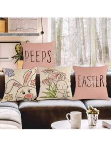 4 cái/bộ lễ Phục sinh Con thỏ , Trứng Phục Sinh , Củ cà rốt , Rổ Mẫu Trang trí Vỏ gối Không có Gối Đã từng trang trí Gia đình Sofa - Màu tím - Xem 4