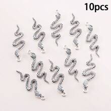 10入組蛇形魅力合金眼鏡蛇吊墜,動物魅力珠寶,適用於手鐲項鍊diy珠寶製作用品