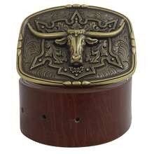 1 Miếng Nam Retro Văn học Phong cách Hoang dã Kim loại Vàng Khóa Con bò Đầu Khóa Nâu/đen chất liệu da PU Có thể điều chỉnh Thắt lưng Đối với Hằng ngày Lễ hội Đối với Trưởng lão & - Một kích thước phù hợp với tất cả - Xem 5