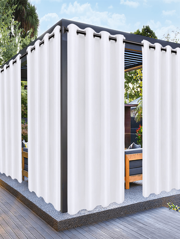 BONZER Wasserdichte, Wetterfeste Und Uv-resistente Außen Vorhänge Für Terrassen, Die Sich Für Gärtenlauben, Vordach, Pergola Eignen. Sonnenschutz Vorhang, Lichtdichter Und Blickdichter Vorhang In Weiß, 1 Vorhang, 132 X 213cm