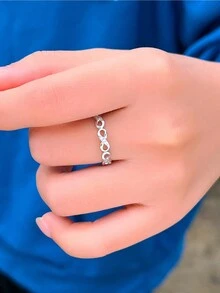 1pc 925 Sterling Silver Infinity Symbol Ring With Cubic Zirconia Setting, Lucky Wedding Band Jewelry Accessory Engagement Bridal Jewelry - White - View 4