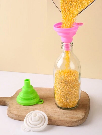 1pc Foldable Solid Color Silicone Funnel