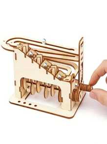 51pcs/Set Diy Wooden Roller Coaster Track With Ball Model, 3d Puzzles Construction Kit, Best Gift,Football,Wooden Ball,Diy Wood,Model Kit,Football,Puzzle