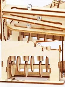 51pcs/Set Diy Wooden Roller Coaster Track With Ball Model, 3d Puzzles Construction Kit, Best Gift,Football,Wooden Ball,Diy Wood,Model Kit,Football,Puzzle
