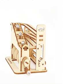 51pcs/Set Diy Wooden Roller Coaster Track With Ball Model, 3d Puzzles Construction Kit, Best Gift,Football,Wooden Ball,Diy Wood,Model Kit,Football,Puzzle
