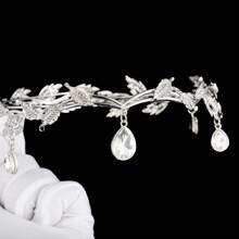皇家跨境女士合金髮飾，適合女孩生日禮物，水滴鑽石皇冠為公主表演加冕，高端時尚新娘白K頭飾，成人白鑽石髮夾和髮箍適用於模特兒，攝影，冠軍比賽，女神髮飾裝飾 - White K - 查看 5