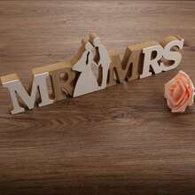 Wooden Mr And Mrs Signs For Wedding Table Decoration, Wedding Present For Party Table Photo Props Dinner Decoration - Multicolor - View 5