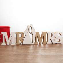 Wooden Mr And Mrs Signs For Wedding Table Decoration, Wedding Present For Party Table Photo Props Dinner Decoration - Multicolor - View 3