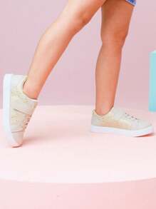 coffee with milk children's shoes Kids Flats - Beige - View 2