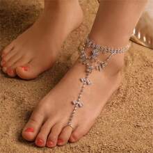 Phong cách Bohemian Hàng mới đến Pha lê Tua Sau đó Chuỗi Chân Đồ trang sức , Châu Âu và Châu Mỹ Phổ biến nhất Của phụ nữ bờ biển Cô dâu vòng chân - Bạc - Xem 1