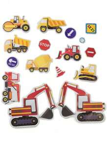 15pcs/Set Construction Vehicle Theme Birthday Party Supplies Including Flags For Decoration - Multicolor - View 4