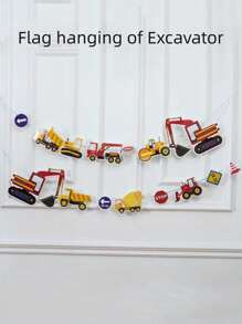 15pcs/Set Construction Vehicle Theme Birthday Party Supplies Including Flags For Decoration - Multicolor - View 1