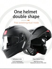 Cycking 摩托车模块化头盔 - 全盔摩托车头盔，带翻盖式双遮阳板，经 DOT 认证，男女款摩托车街车 ATV 头盔 - 黑色 - 查看 9