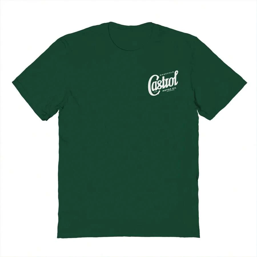 Castrol Castrol Script Logo  Graphic Forest Green Men's Cotton Short-Sleeve T-Shirt - 綠色 - 查看 1