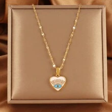 1 Miếng Thép không gỉ Mắt ác Dây chuyền Đối với phụ nữ Thời trang Mạ vàng 18K Xanh Mắt ác Dây chuyền Nữ Đồ trang sức Món quà - vòng cổ - Xem 19