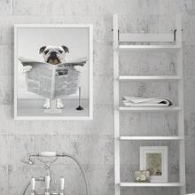 1 Miếng Tiếng Anh Chó mặt xệ Treo tranh , Trẻ em Phòng tắm , Chó mặt xệ In Niềm vui Phòng tắm In , Phòng vệ sinh Áp phích , Hiện đại tranh sơn dầu Bức tranh tường , Phòng tắm Nghệ thuật , Kim băng , Thú vật Nghệ thuật , Không có khung - Nhiều màu - Xem 9