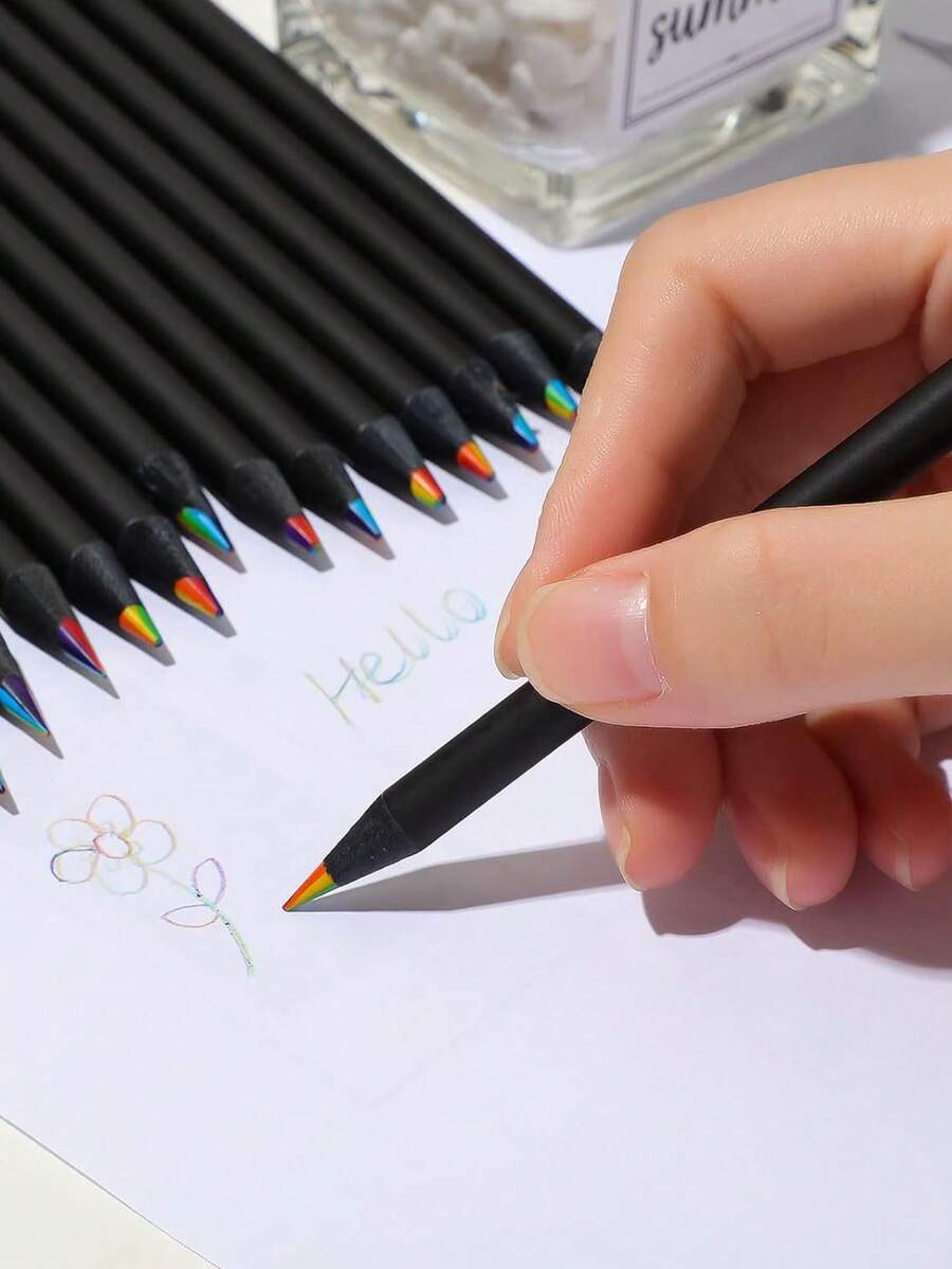 2pcs Rainbow Colored Pencils Set For Art Drawing Design School Supplies - Multicolor - View 1