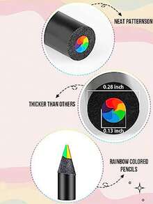 2pcs Rainbow Colored Pencils Set For Art Drawing Design School Supplies - Multicolor - View 7