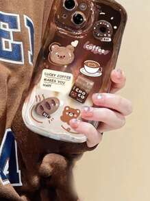 Fall Phone Case Apple Teddy Bear Cute Cartoon Bear Design Creamy Wavy Wave Handmade Sticker Accessory Soft Phone Case Cover, Compatible With IPhone 15pro Max/13/14/11/12 And For 11t/11pro/A134g A22 A21s/A32/A51/ A514g A52 S22 Ultra A335g Redmi10 Redminote114g Redmi11lite A53tpua14 /A23/S23ultra Waterproof Shockproof Anti-Fall Scratch Resistant - Multicolor - View 3