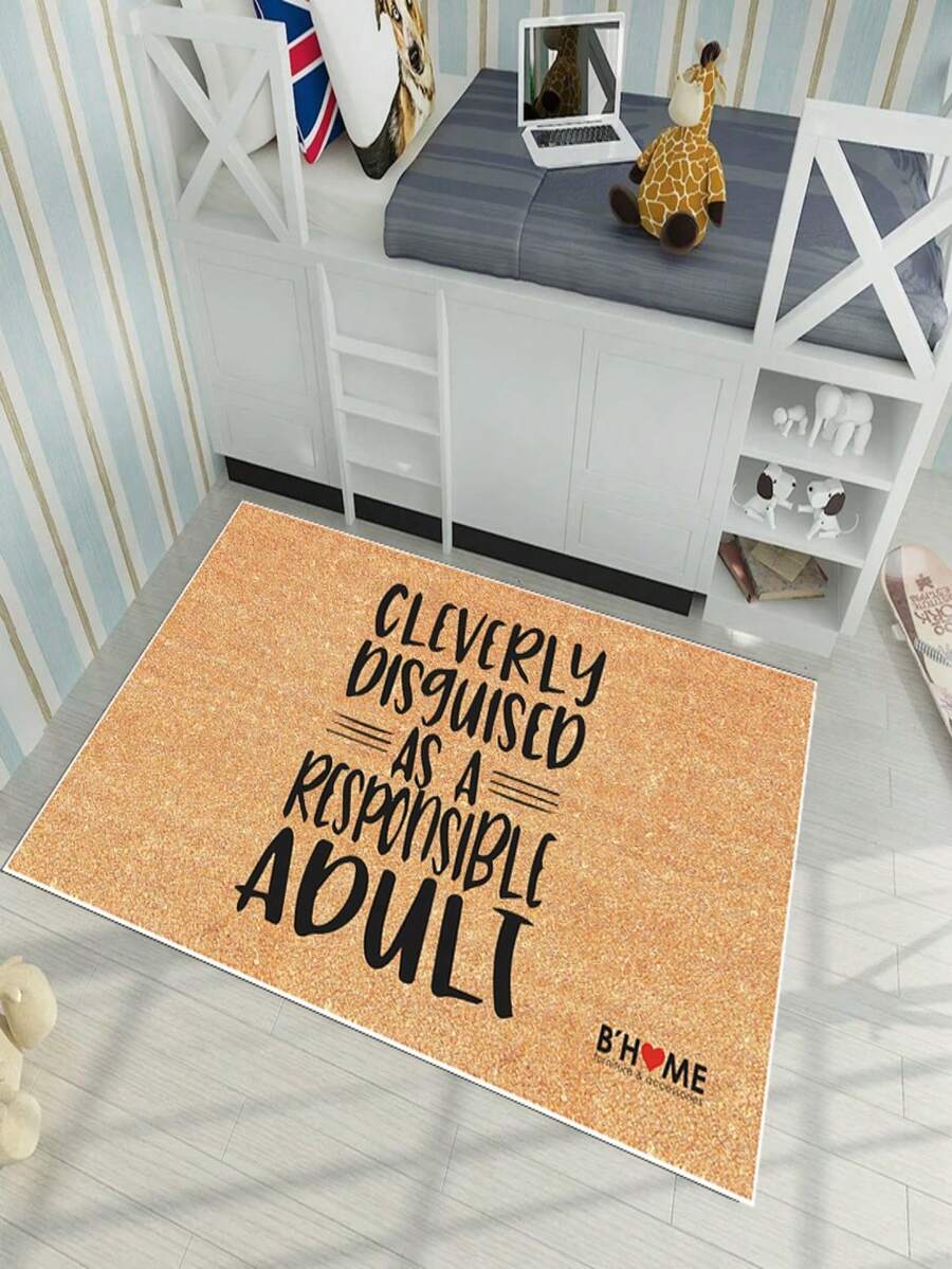 1 Miếng Flannel Cửa Thảm Với Bảng chữ cái tiếng Anh , Chống trượt , Phong cách phương Tây - Nhiều màu - Xem 1