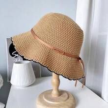 Boho 1 Mũ Xô thời trang có thể gập lại, Mũ chống nắng cổ điển, Mũ len dệt kim nữ có dây chống gió làm quà tặng - Chu vi vòng đầu 56cm-58cm - Xem 11